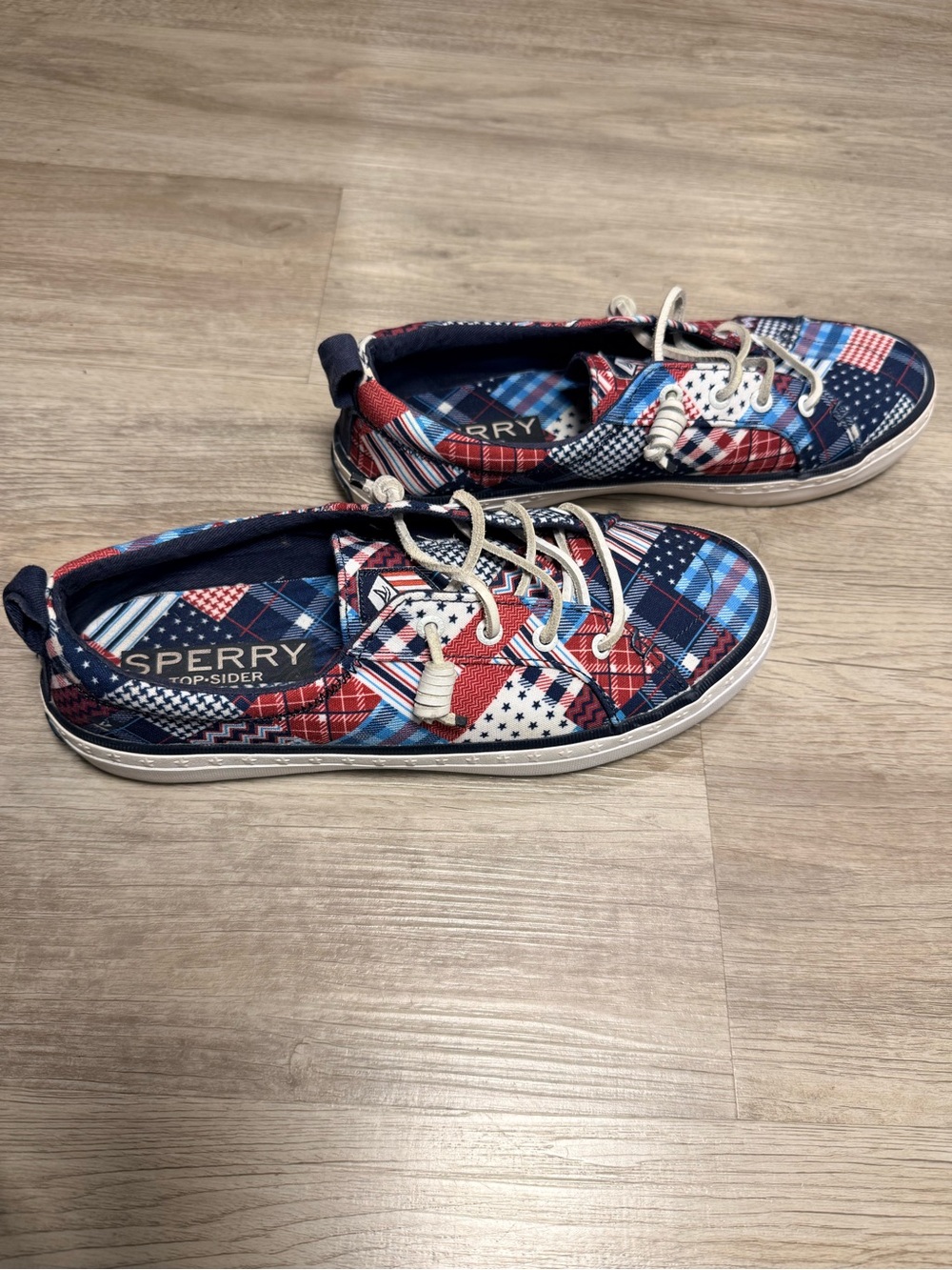 Sperry Crest Vibe Madras Patchwork Sneakers Red White Blue Women’s 8.5 - Picture 5 of 9